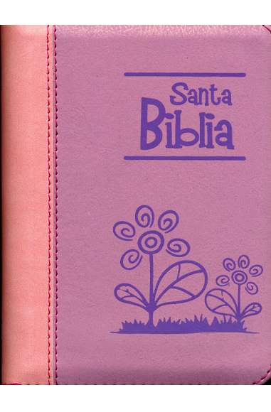 Biblia Rosada Con Dos Flores